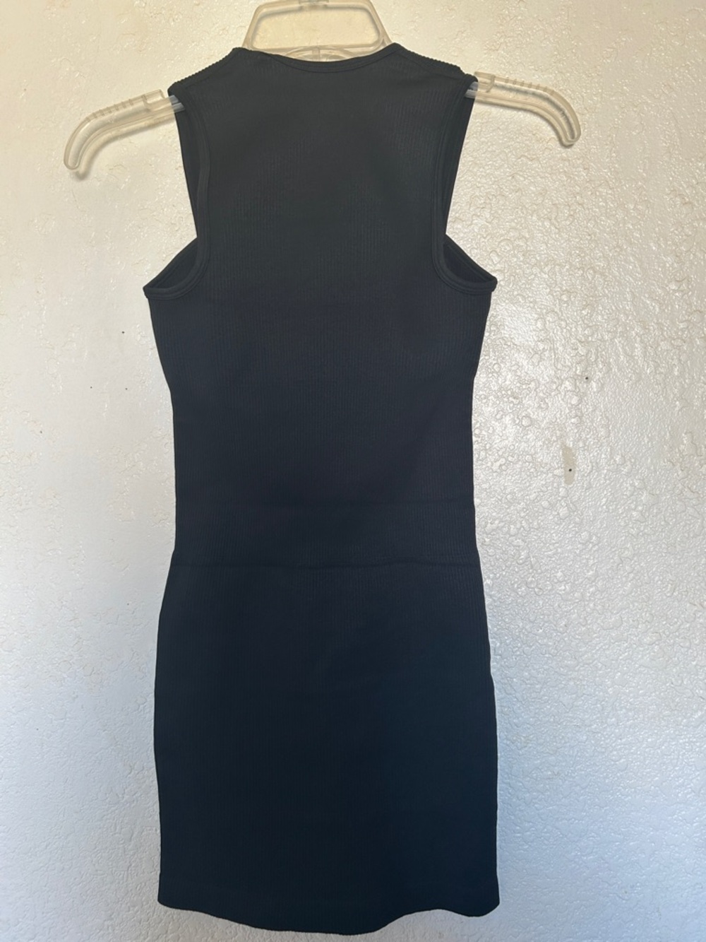 Black Ribbed Square-Neck Mini Dress - Picture 5 of 6